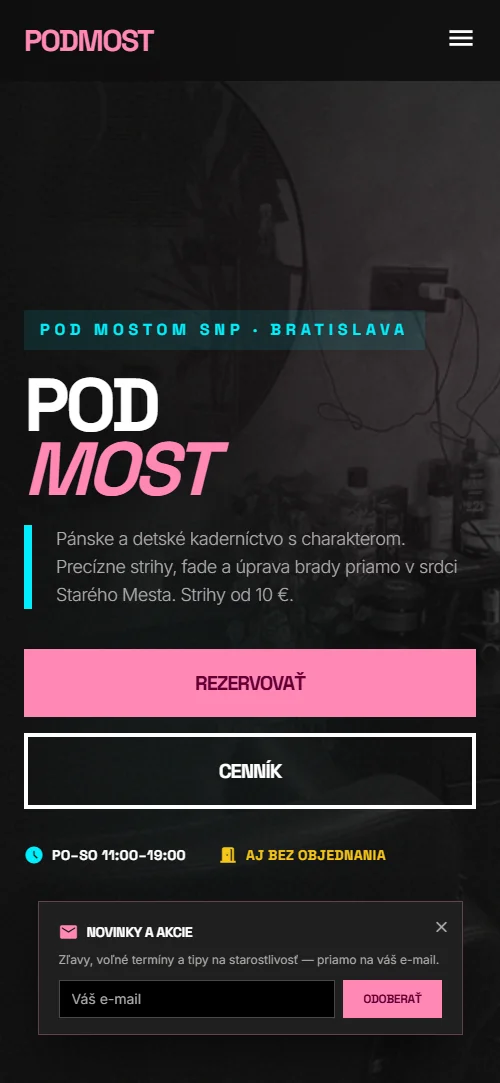 PodMost mobilná verzia