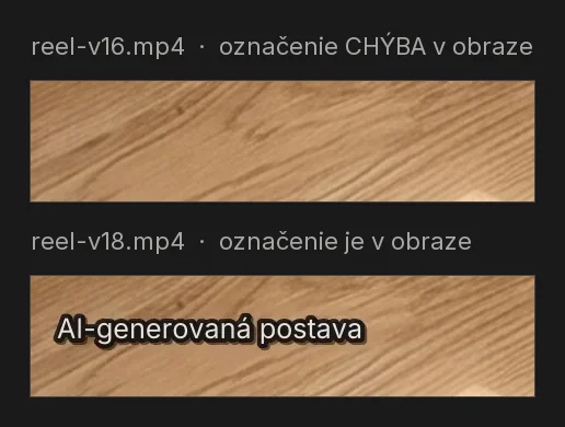Dva rendery toho istého videa, tá istá sekunda